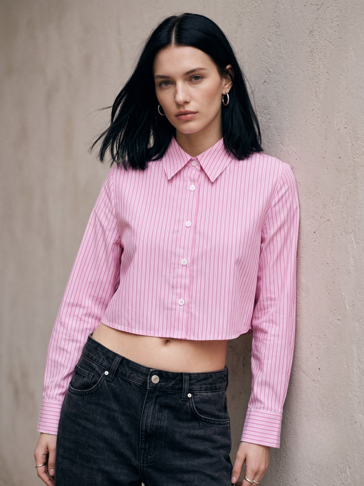 Pink Button Down Shirt With Back Bow Tie Up Detail