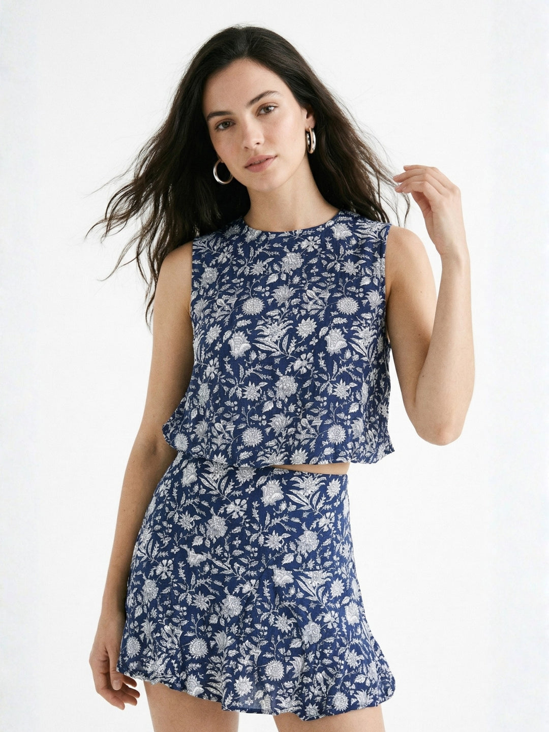 Blue One Shoulder Mesh Top