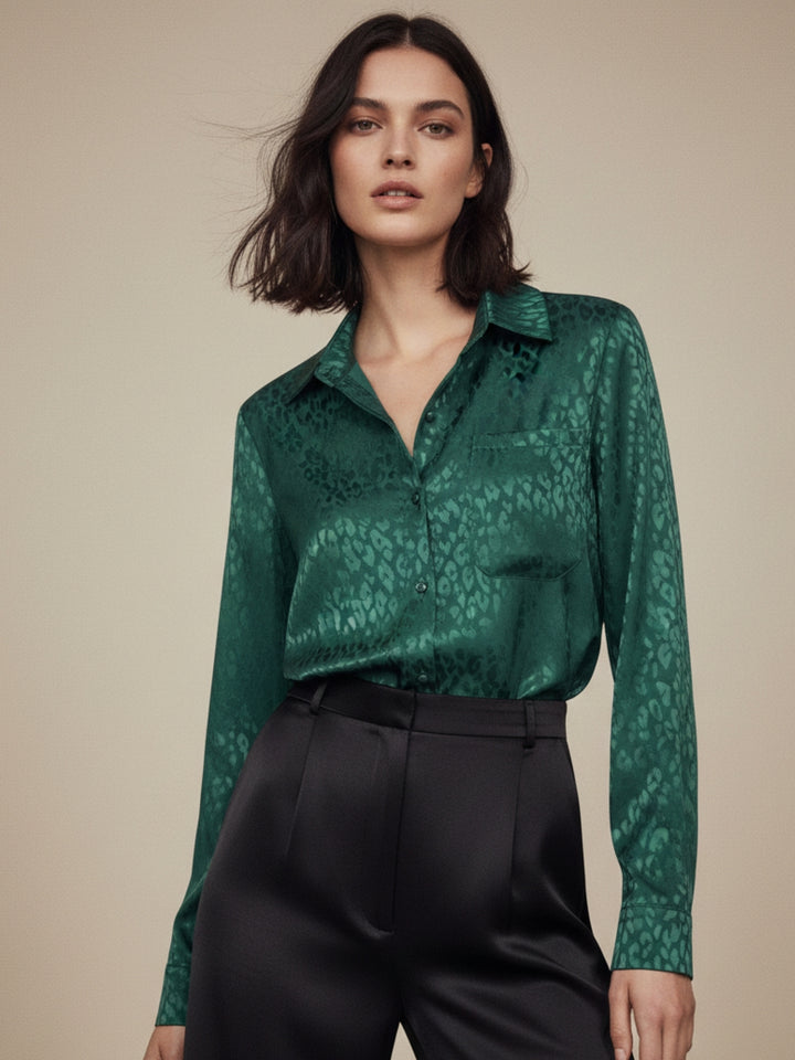Green Self Design Textured Button Down Shirt