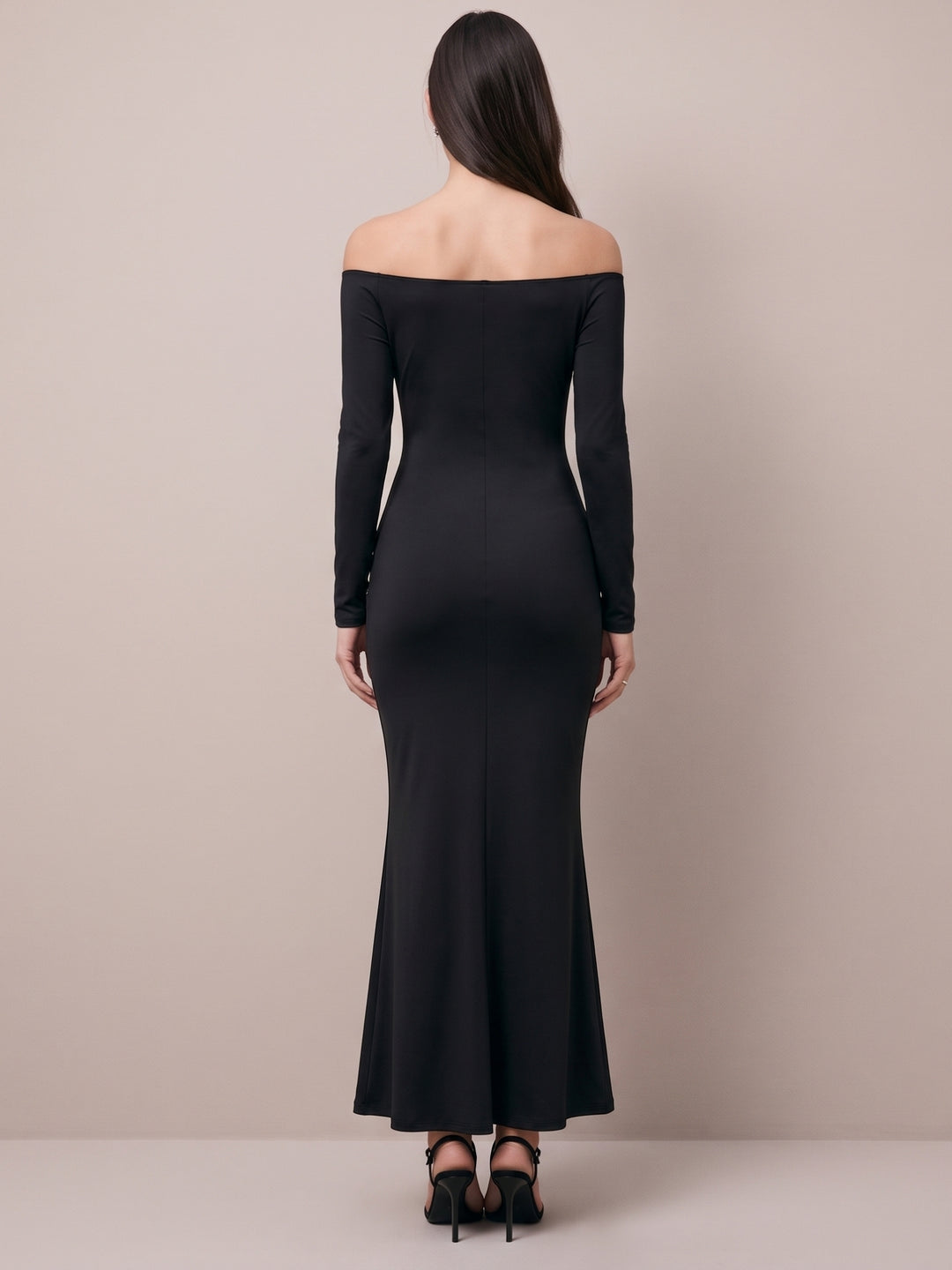 Black Off-Shoulder Cut Out Maxi Dress