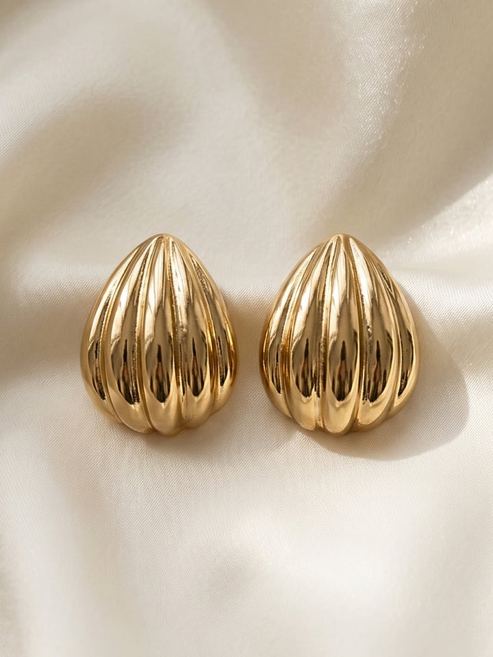 Gold Shell Textured Metal  Earrings
