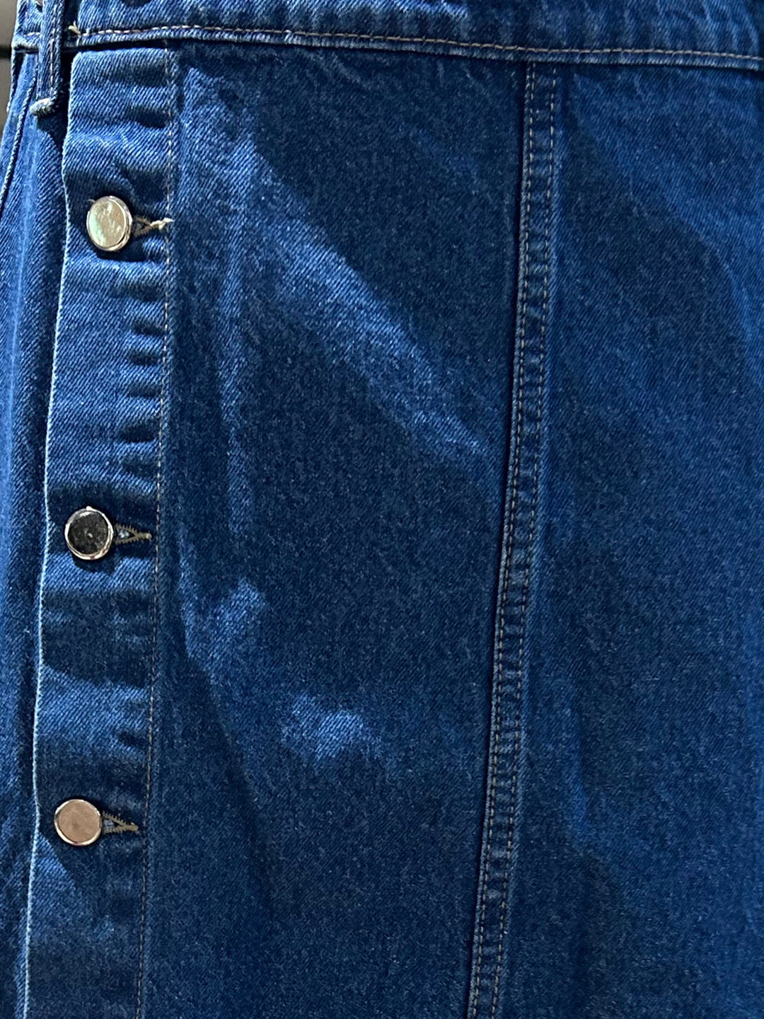 Blue Button Up Thigh High Slit Denim Skirt