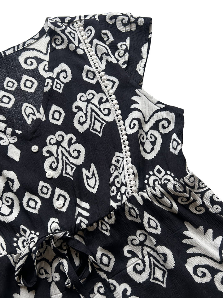 Navy Blue Floral Print Top