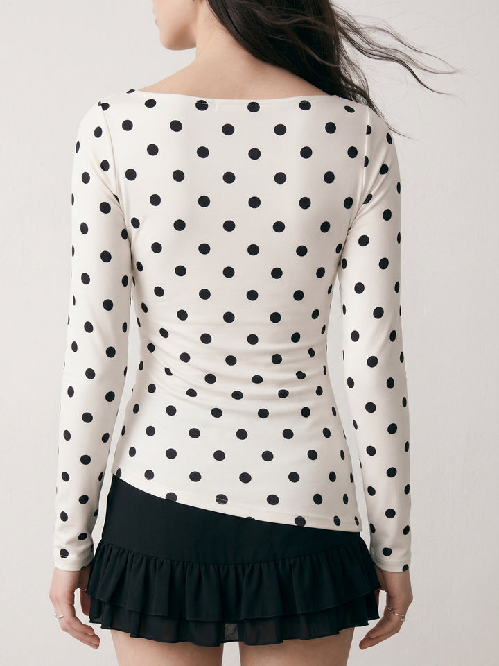 Multi Polka Dot Full Sleeve Fitted Top