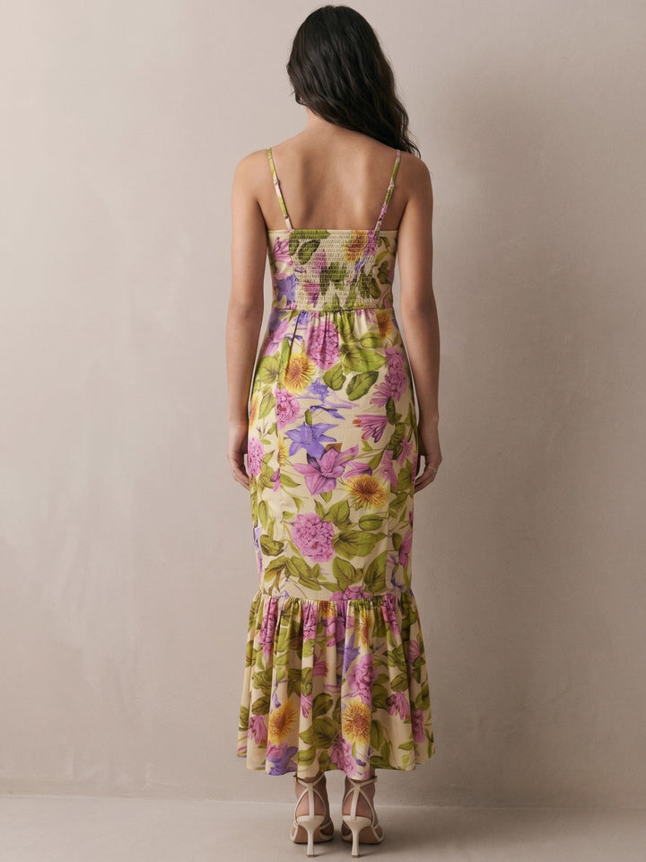 Pink Floral Mermaid Midi Dress