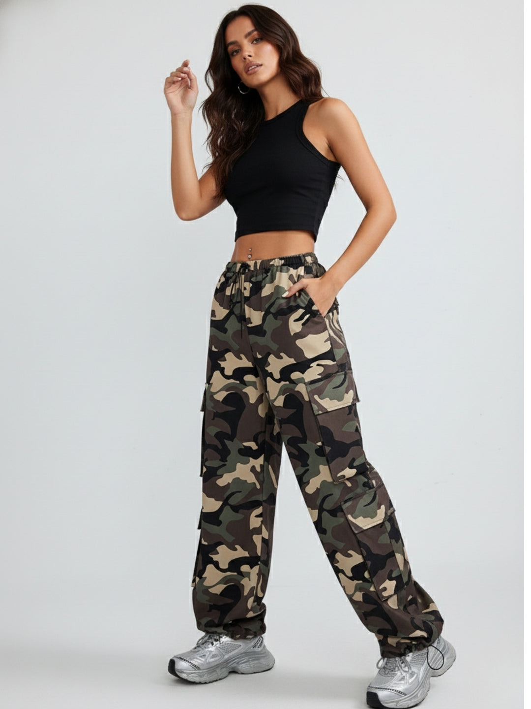 Multi High Waist Printed Wide Leg Trouser