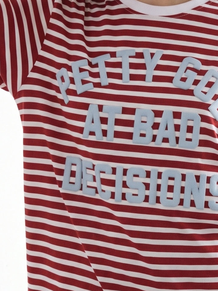 Multi Oversized Striped Graphic Printed T-Shirt