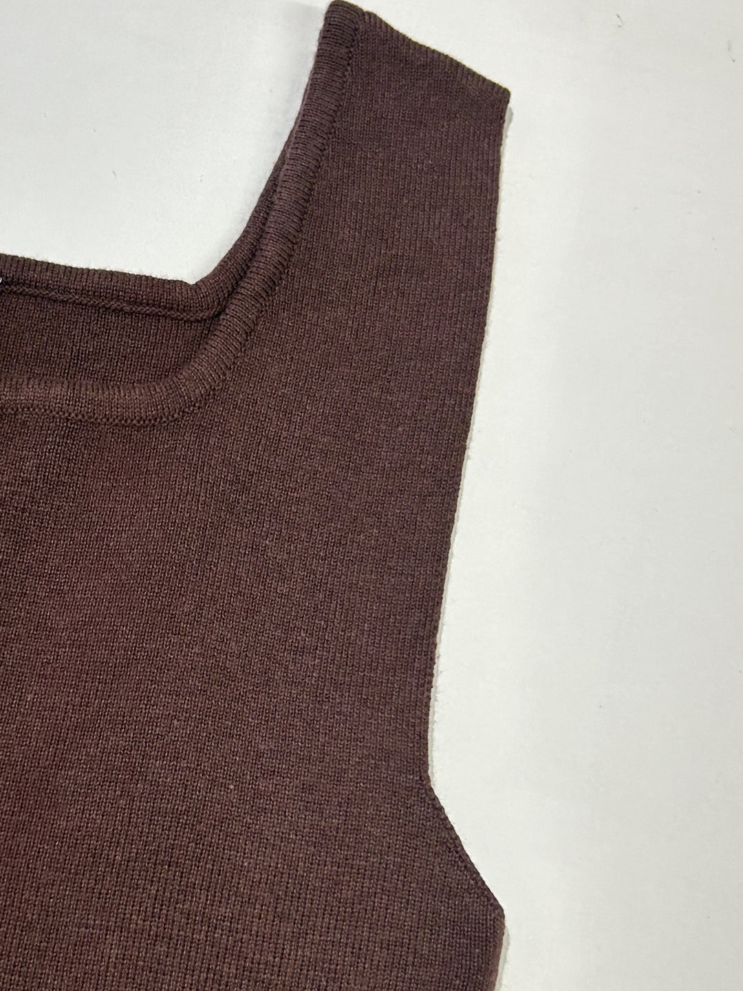 Brown Scoop Neck Basic Tank