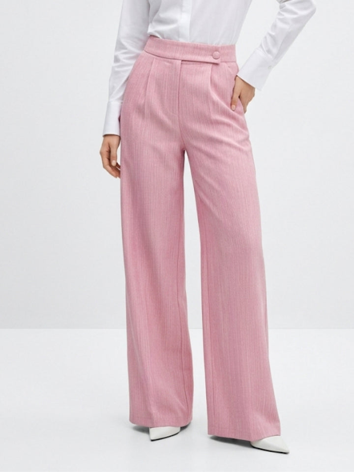 Pink Waist Detail Wide Leg Pant