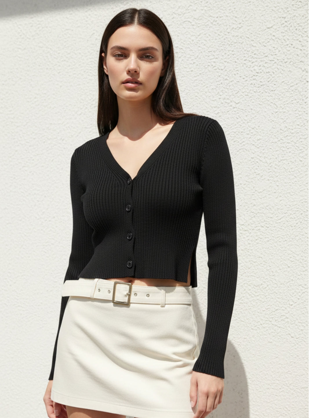 Black Full Sleeve Buttoned Cardigan