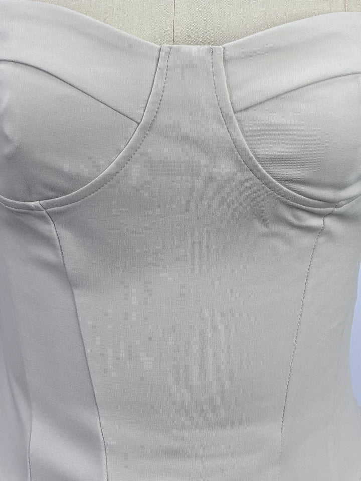 Off White Corset Styled Solid Tube
