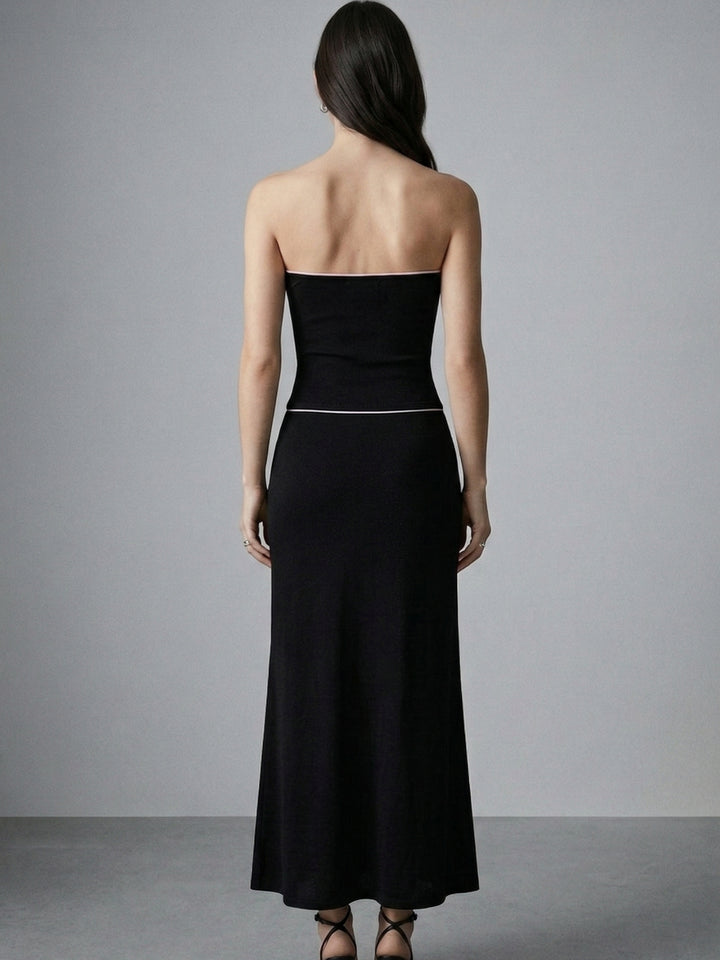 Black Off Shoulder Top And Skirt Set