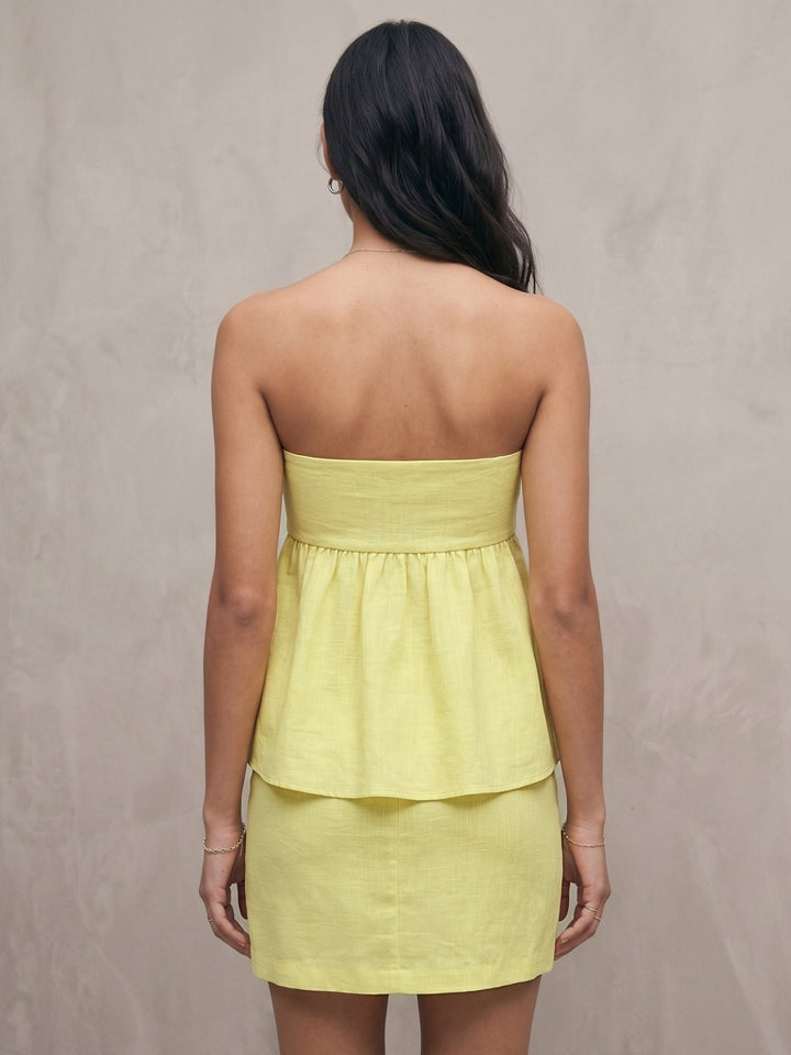 Yellow Off Shoulder Top And Skirt Set
