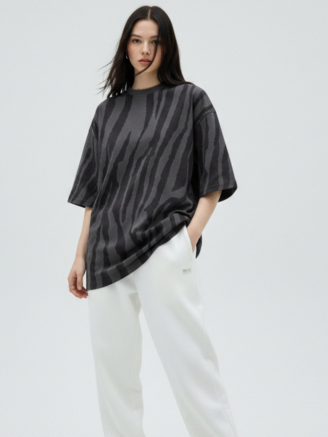 Black Animal Print Oversized T-Shirt