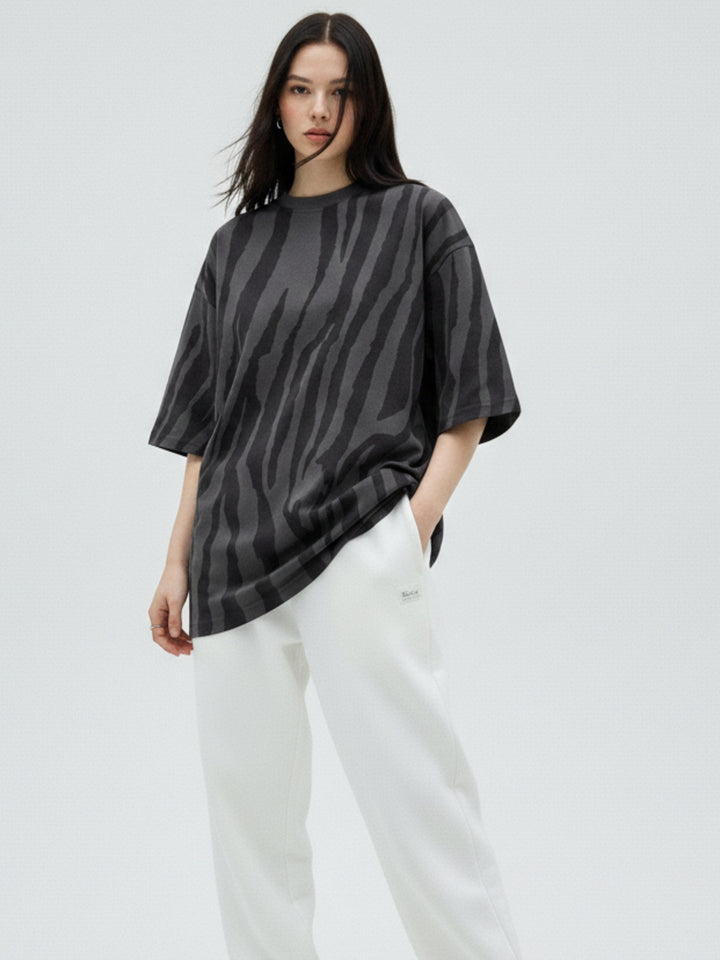Black Animal Print Oversized T-Shirt