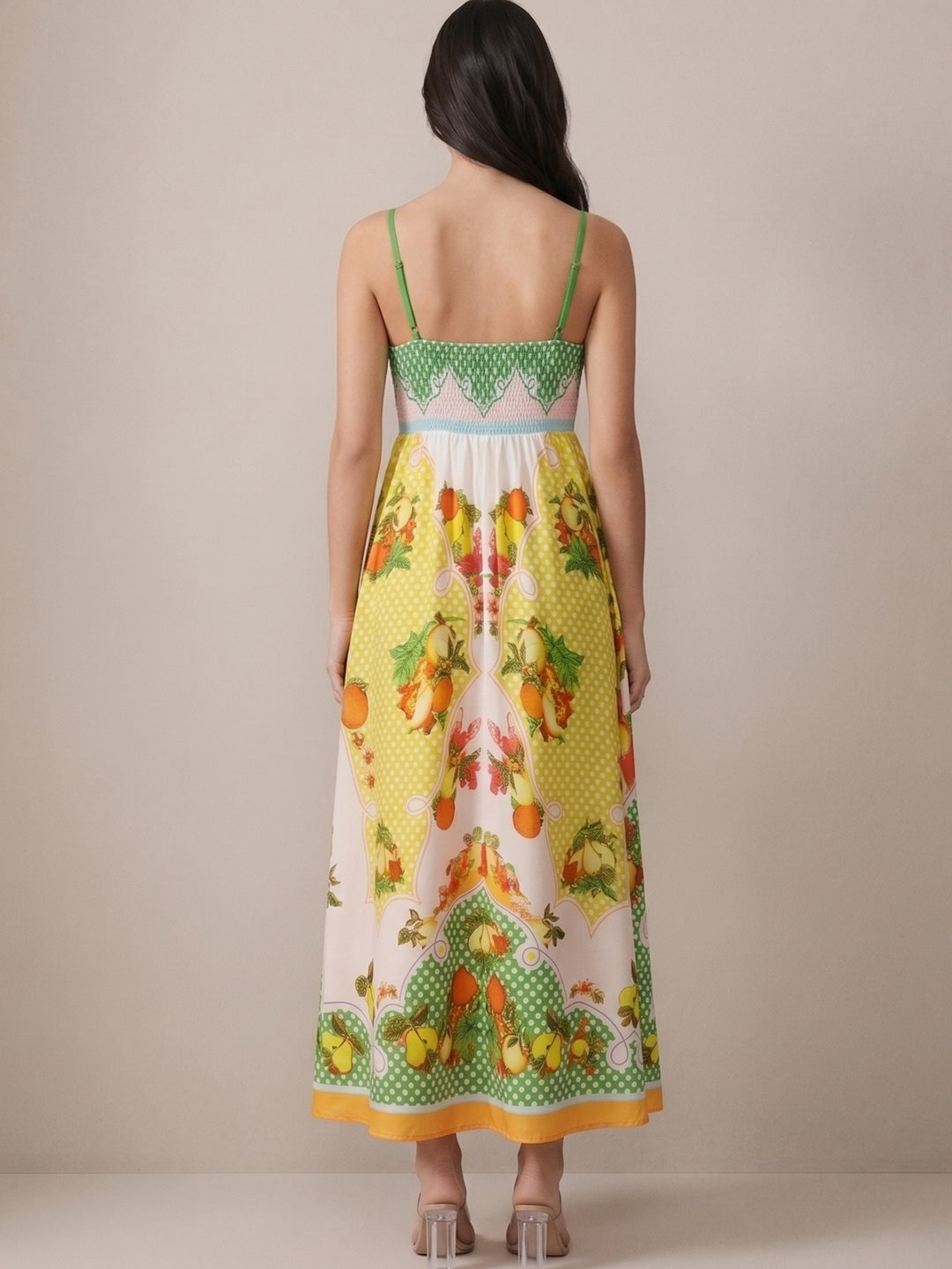 Yellow Abstract Printed A-Line Dress