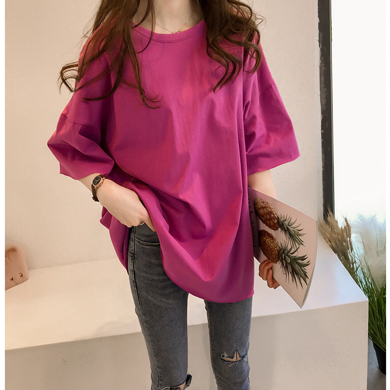 Red Basic Solid Over-Sized T-Shirt