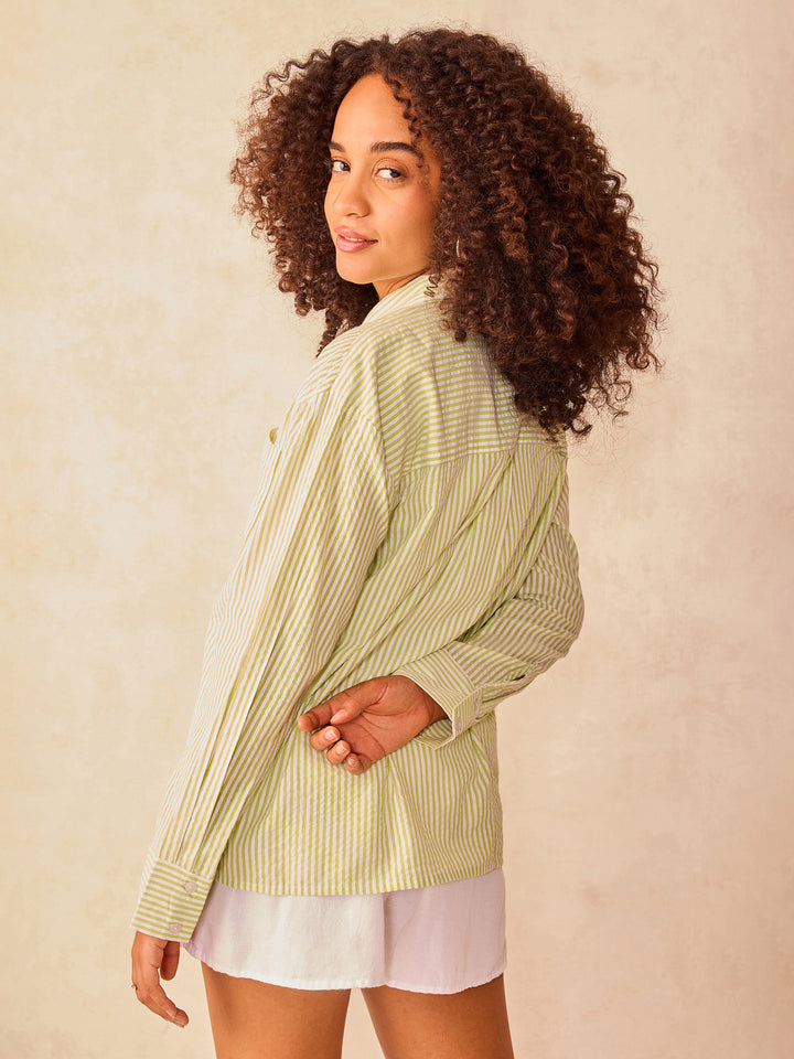 Green Oversized Stripe Shirt