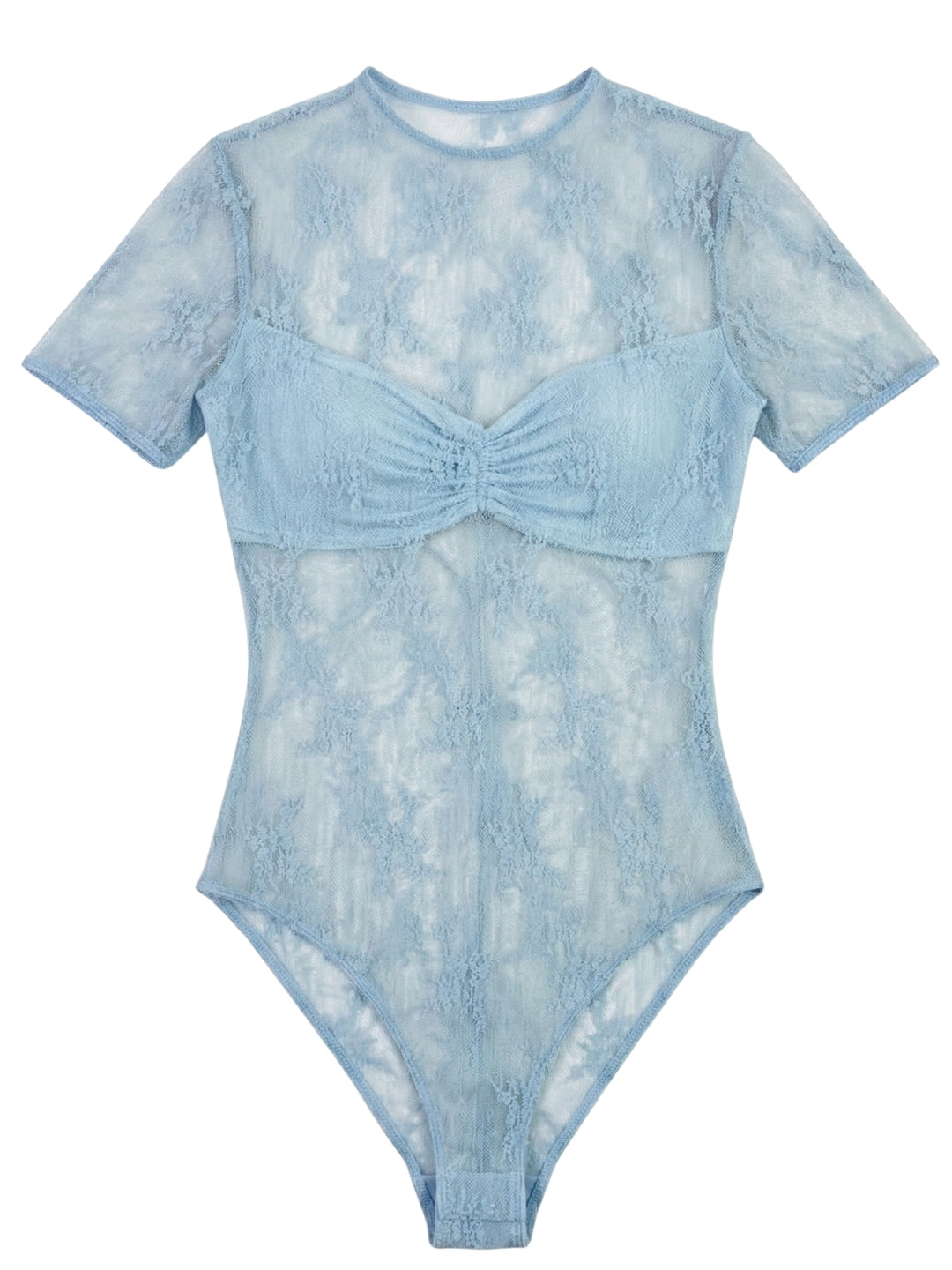 Light Blue Short Sleeve Lace Top