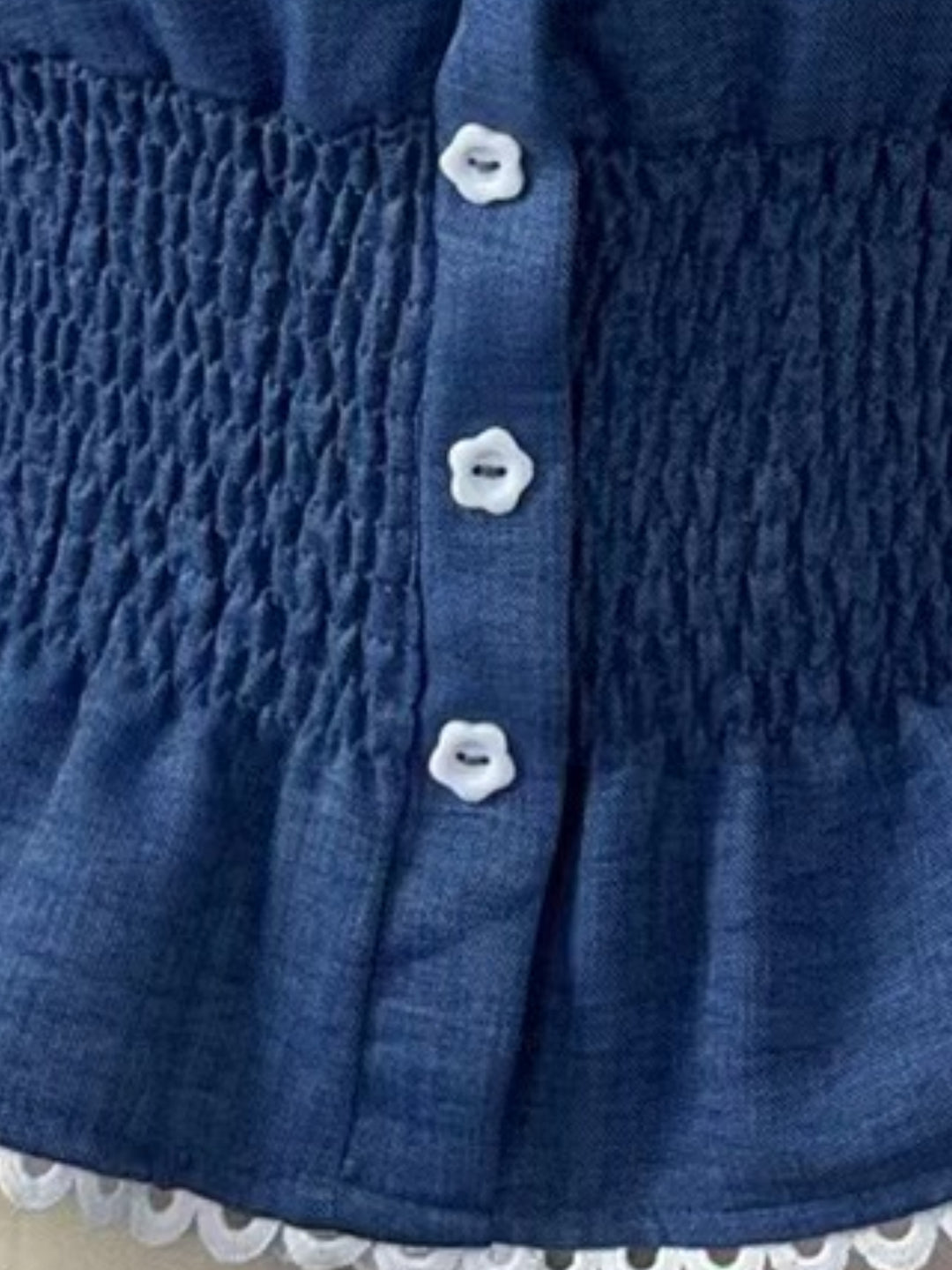 Blue Cinched Waist Puff Sleeved Top