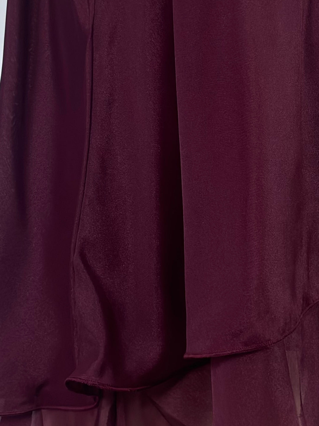 Maroon Mock Neck Back Tie-Up Tiered Top