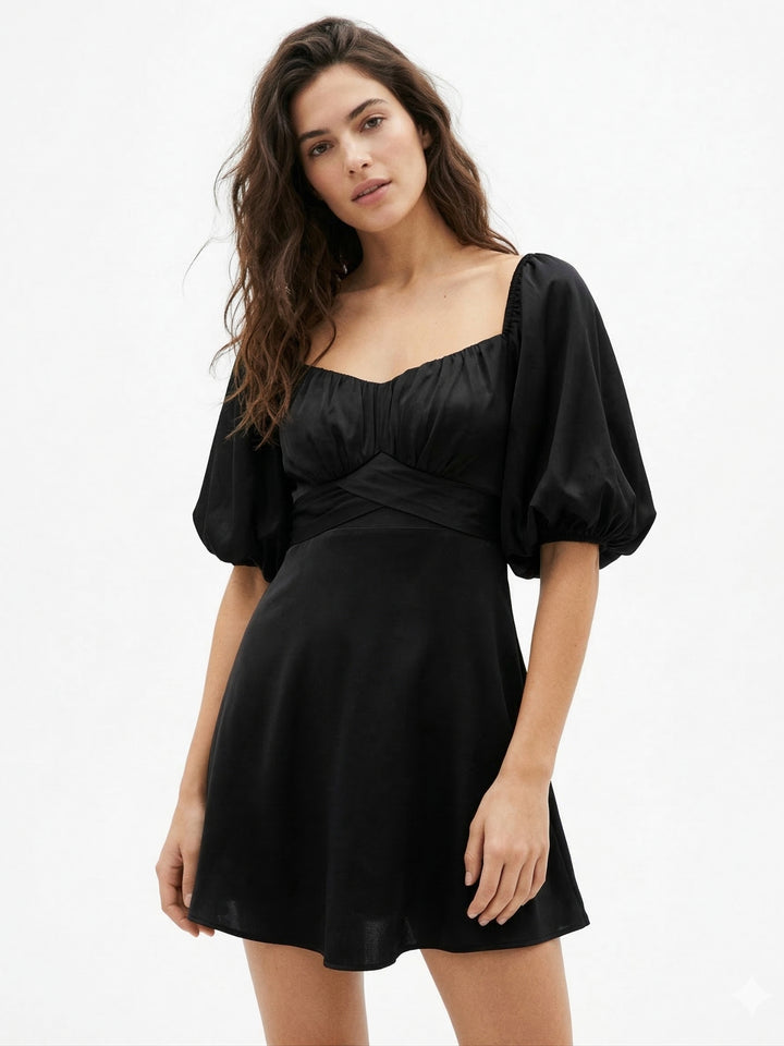 Black Bell Sleeve Skater Dress