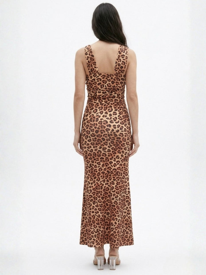 Brown Tube Animal Printed Tube And Skirt Set