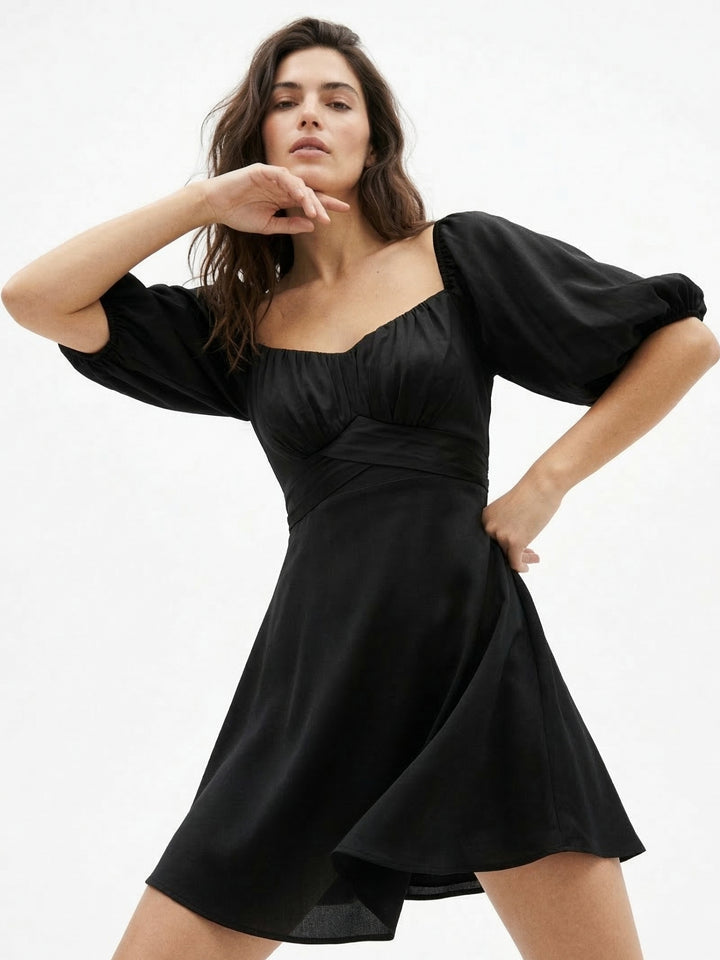 Black Bell Sleeve Skater Dress