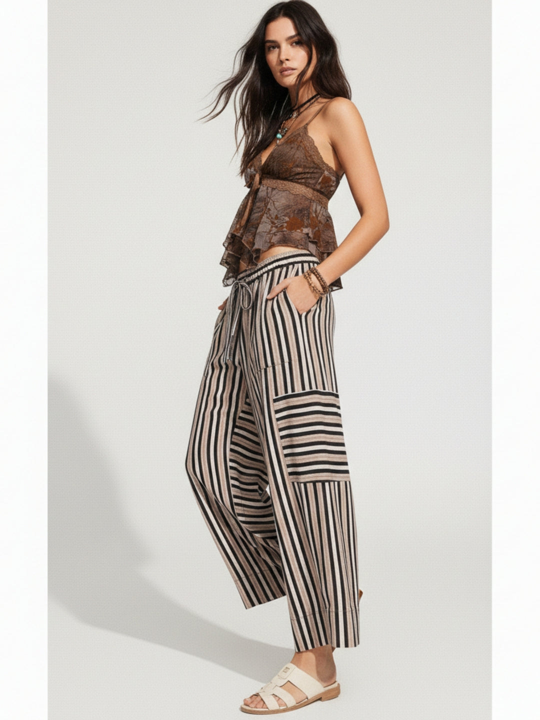 Black Contrast Waist Band Straight Fit