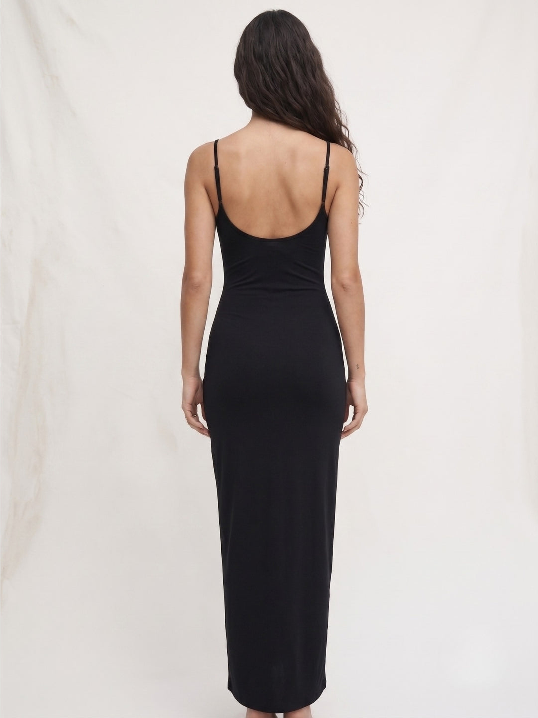 Black Strappy Ruched Bodycon Dress