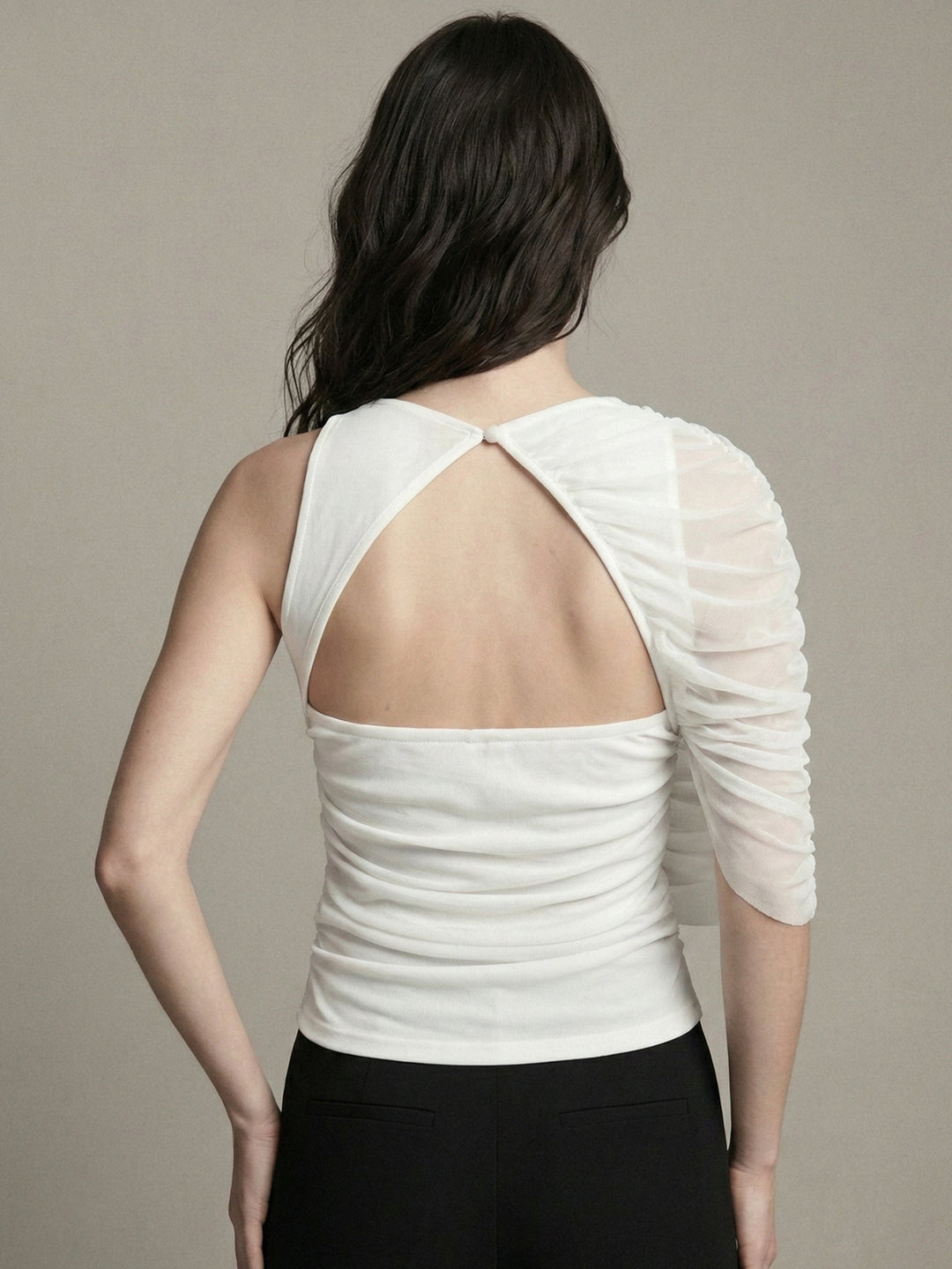 White Cape Detail Mesh Top