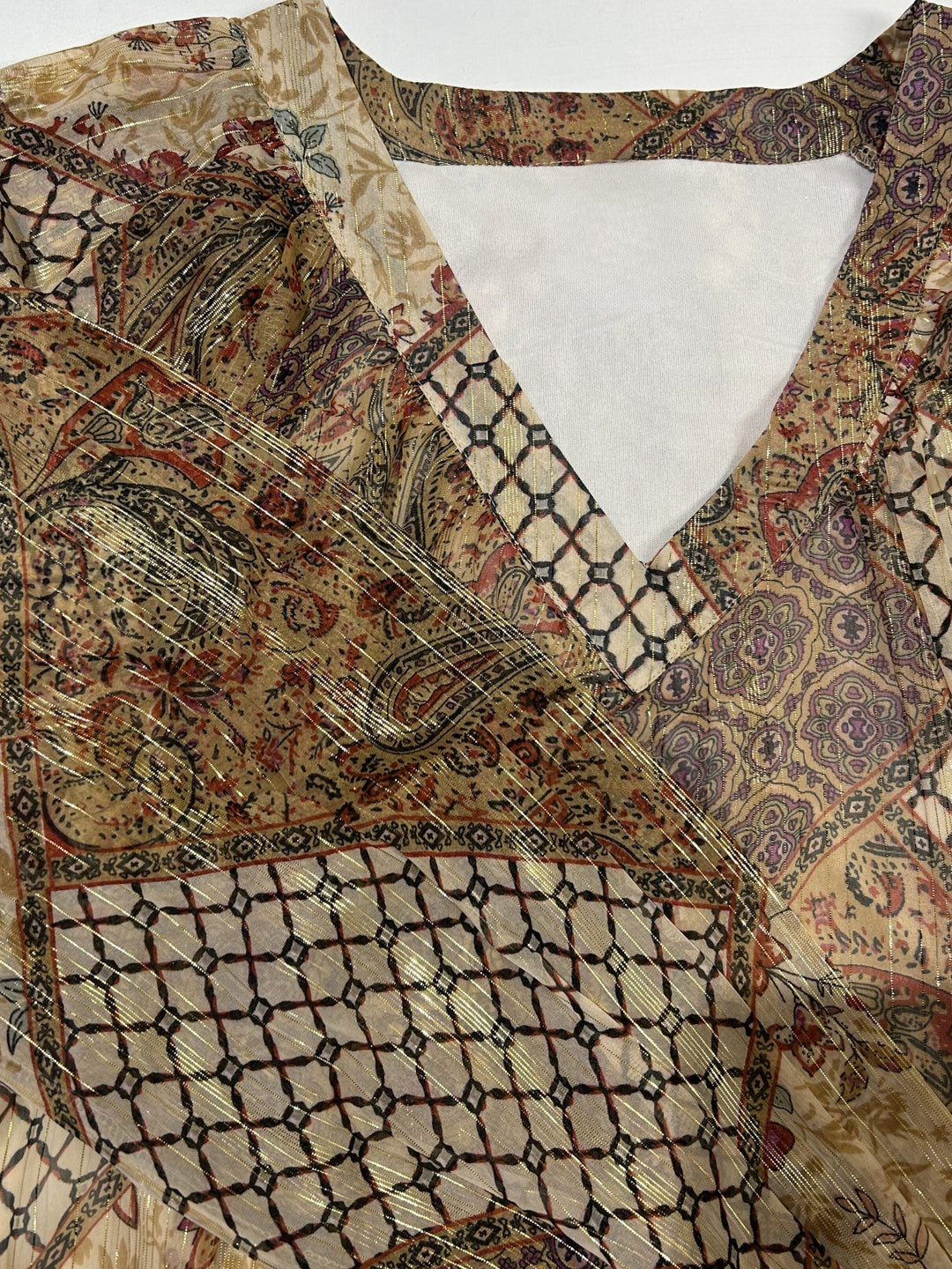 Brown Multicolor Paisley Boho Blouse