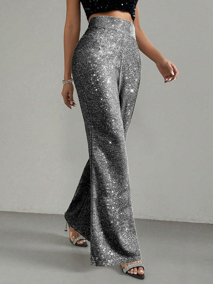 Silver High Waist Shimmer Pant