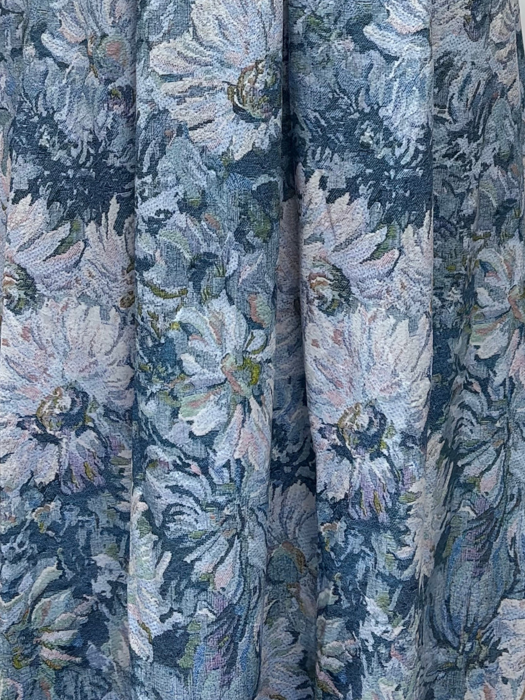 Blue High Neck Printed Gazetted Dress