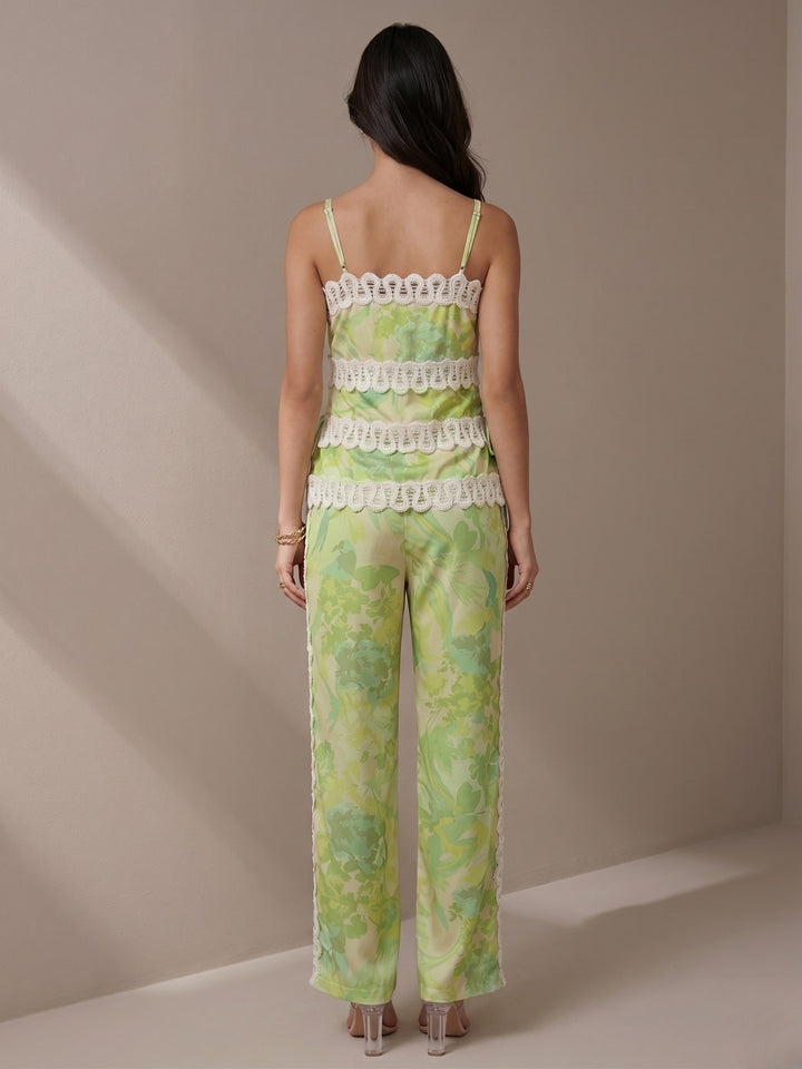 Multi Spaghetti Strap Printed Top And Pant Set