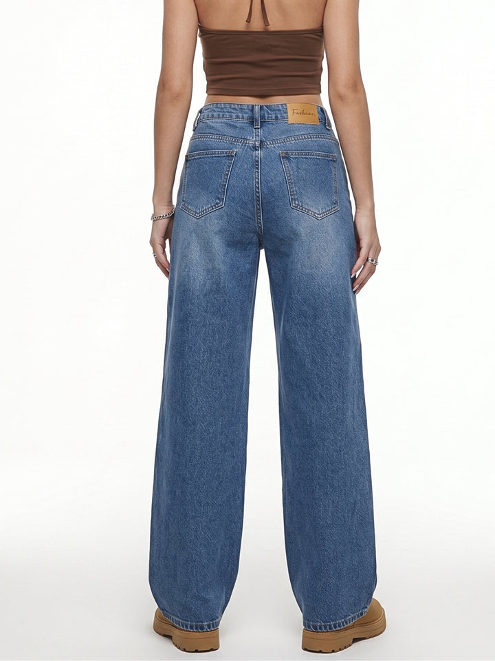 Blue Low Waist Wide Leg Jeans