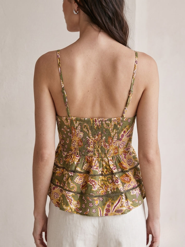 Green Bombay Paisley Floral With Tassel Details At Front