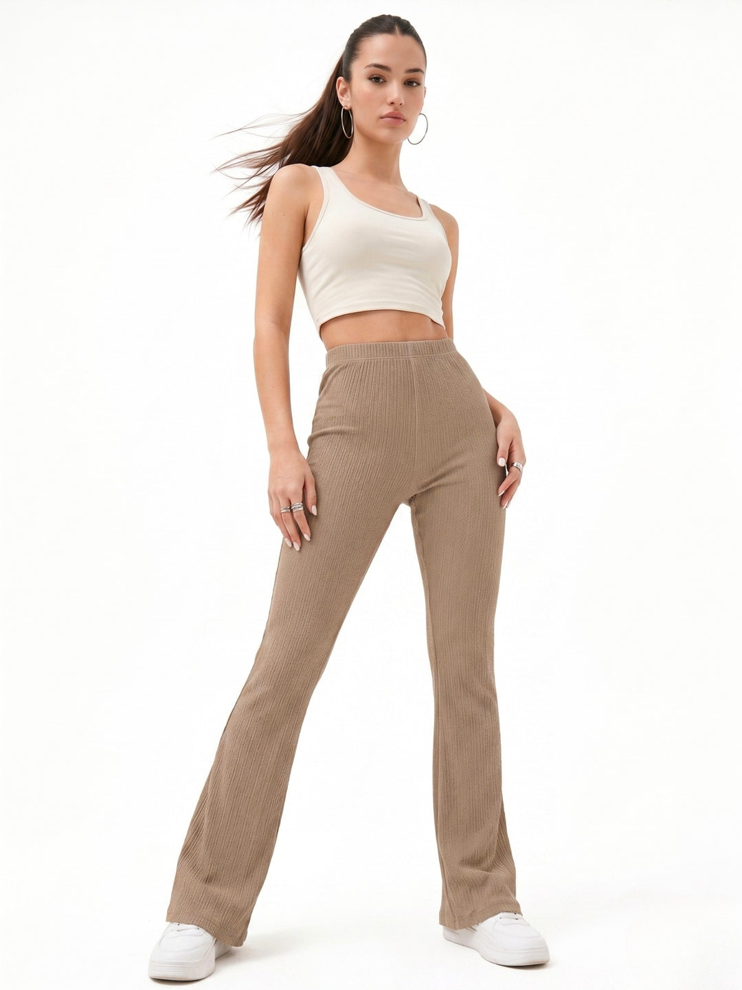 Brown Fit And Flare Trouser
