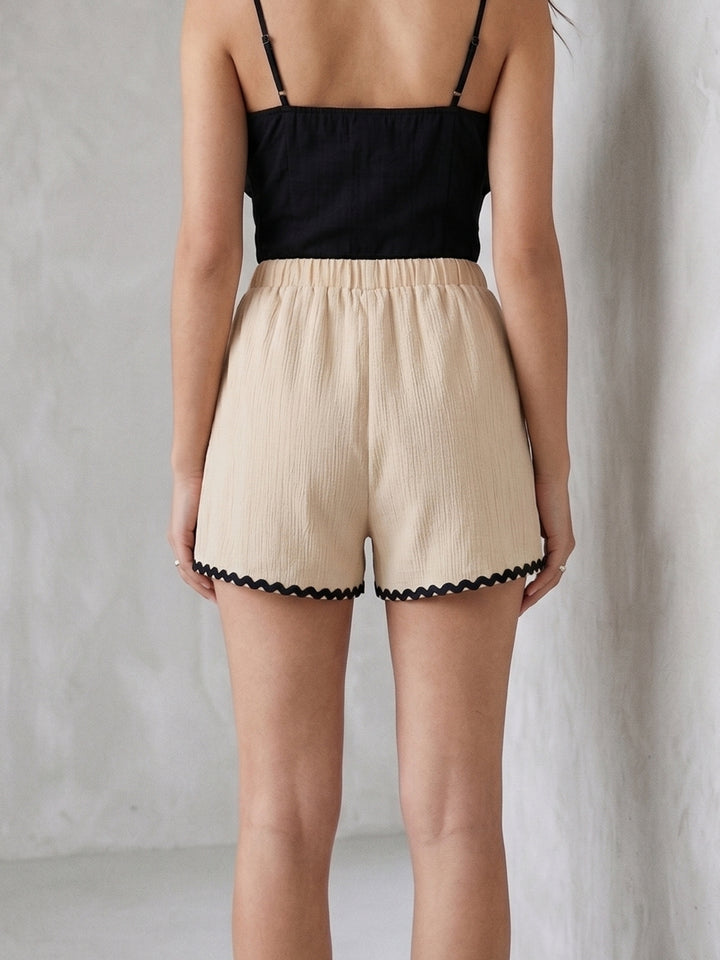 Cream Scallop Edge Shorts