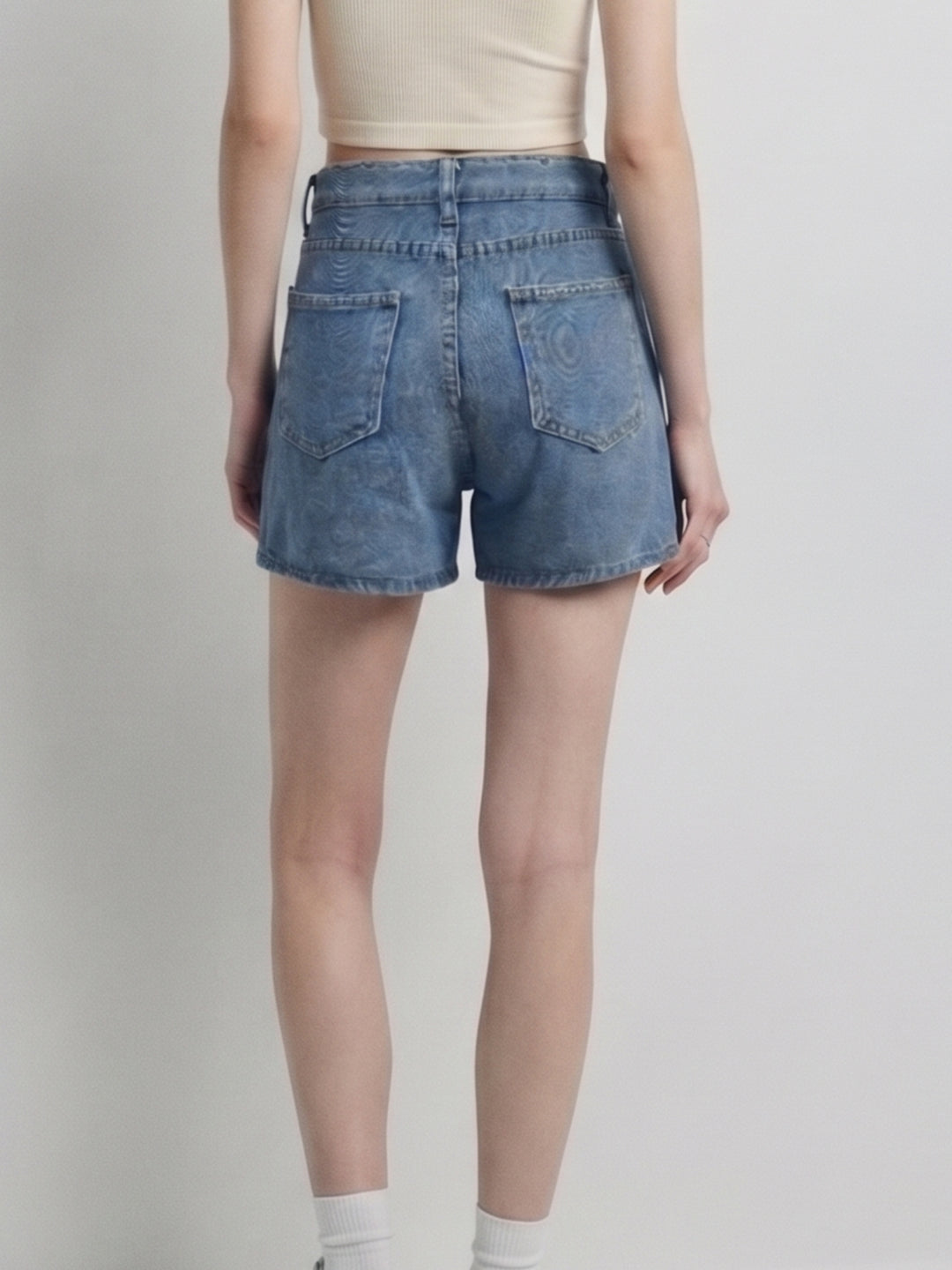 Blue Tinted Wrap Over Denim Skirt