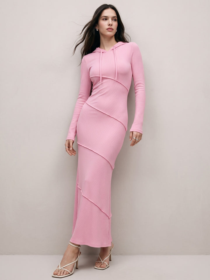 Pink Fit And Flare Hooded Dress