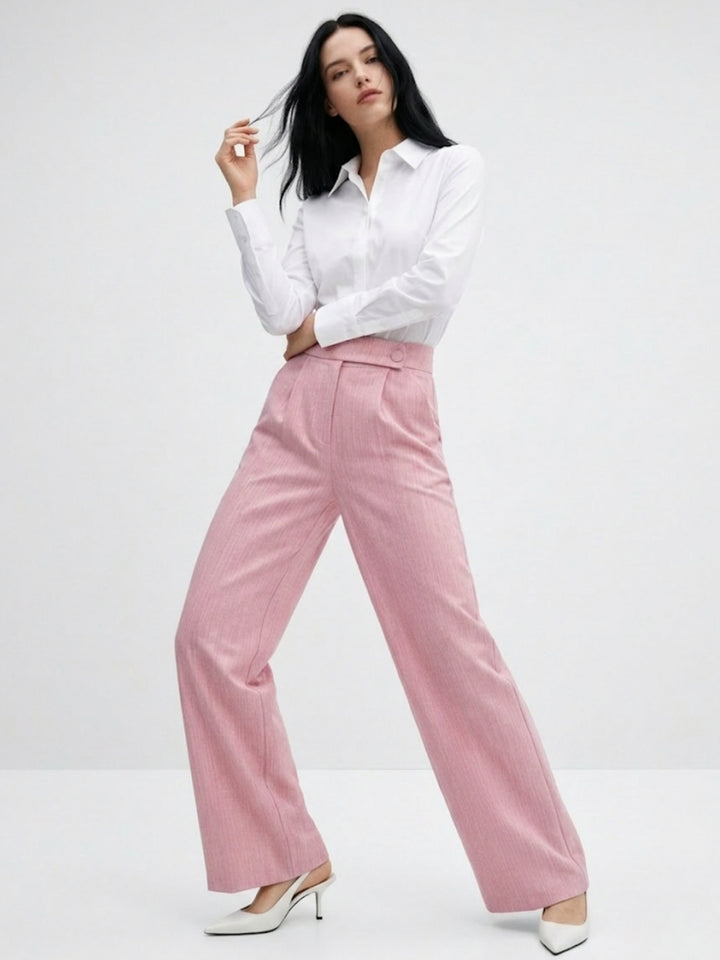 Pink Waist Detail Wide Leg Pant