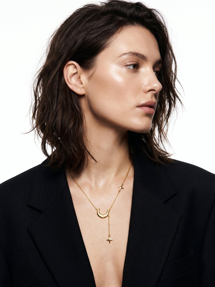 Gold Chain Necklace With Celestial Charms