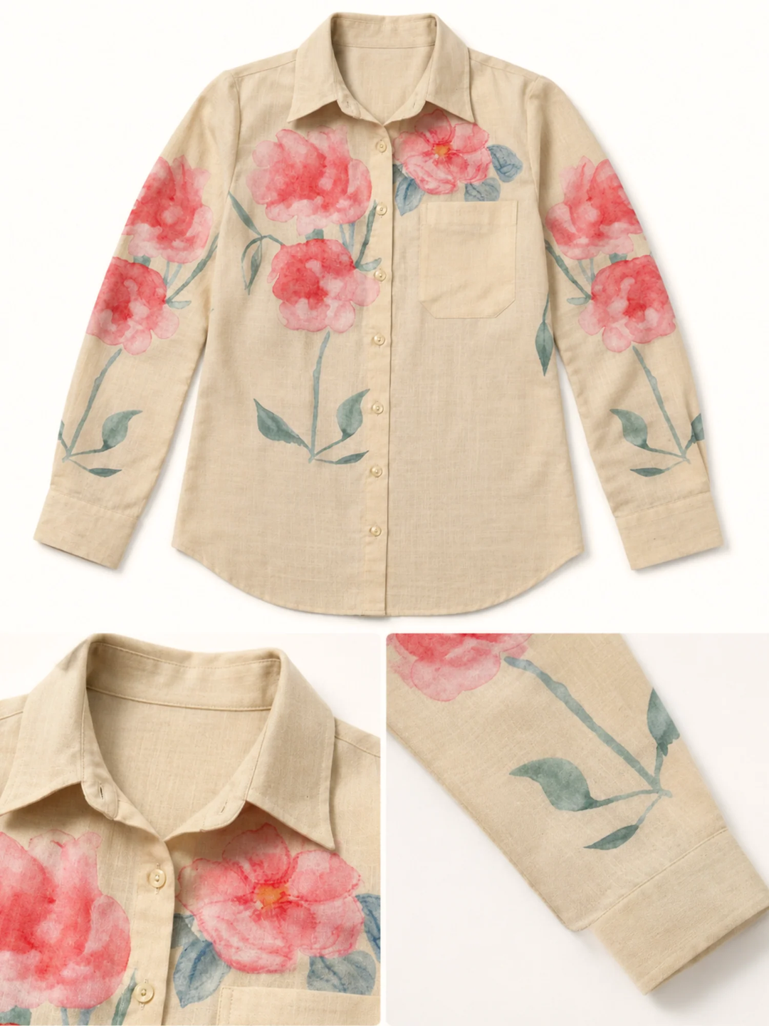 Beige Placement Printed Shirt