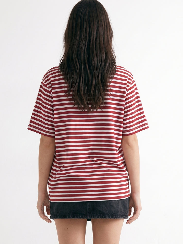 Multi Oversized Striped Graphic Printed T-Shirt