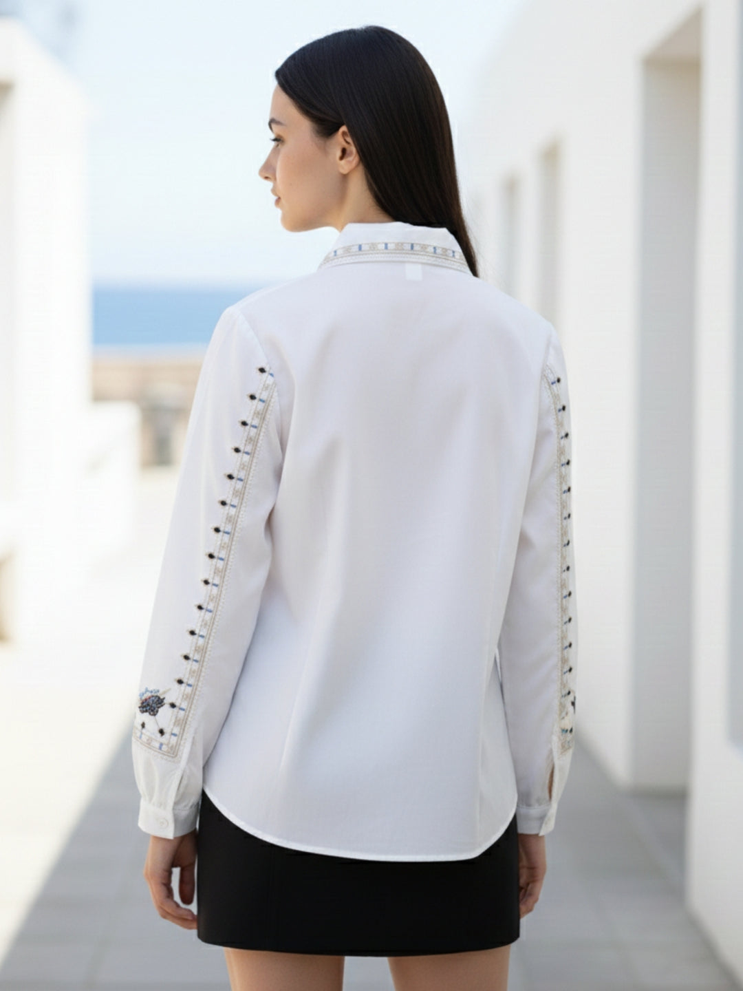 White Floral Detail Shirt