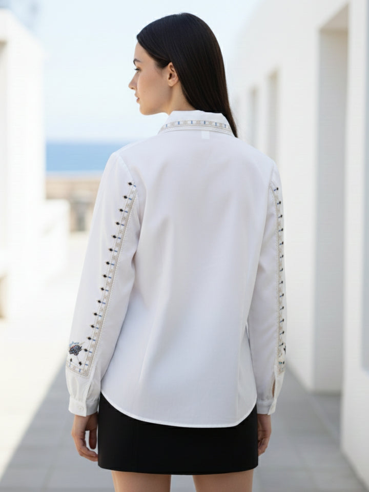 White Floral Detail Shirt