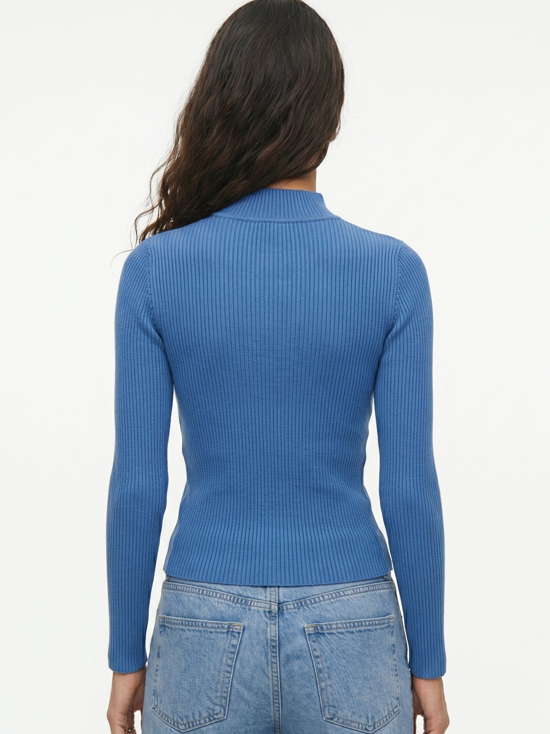 Teal High Neck Flat Knit Top