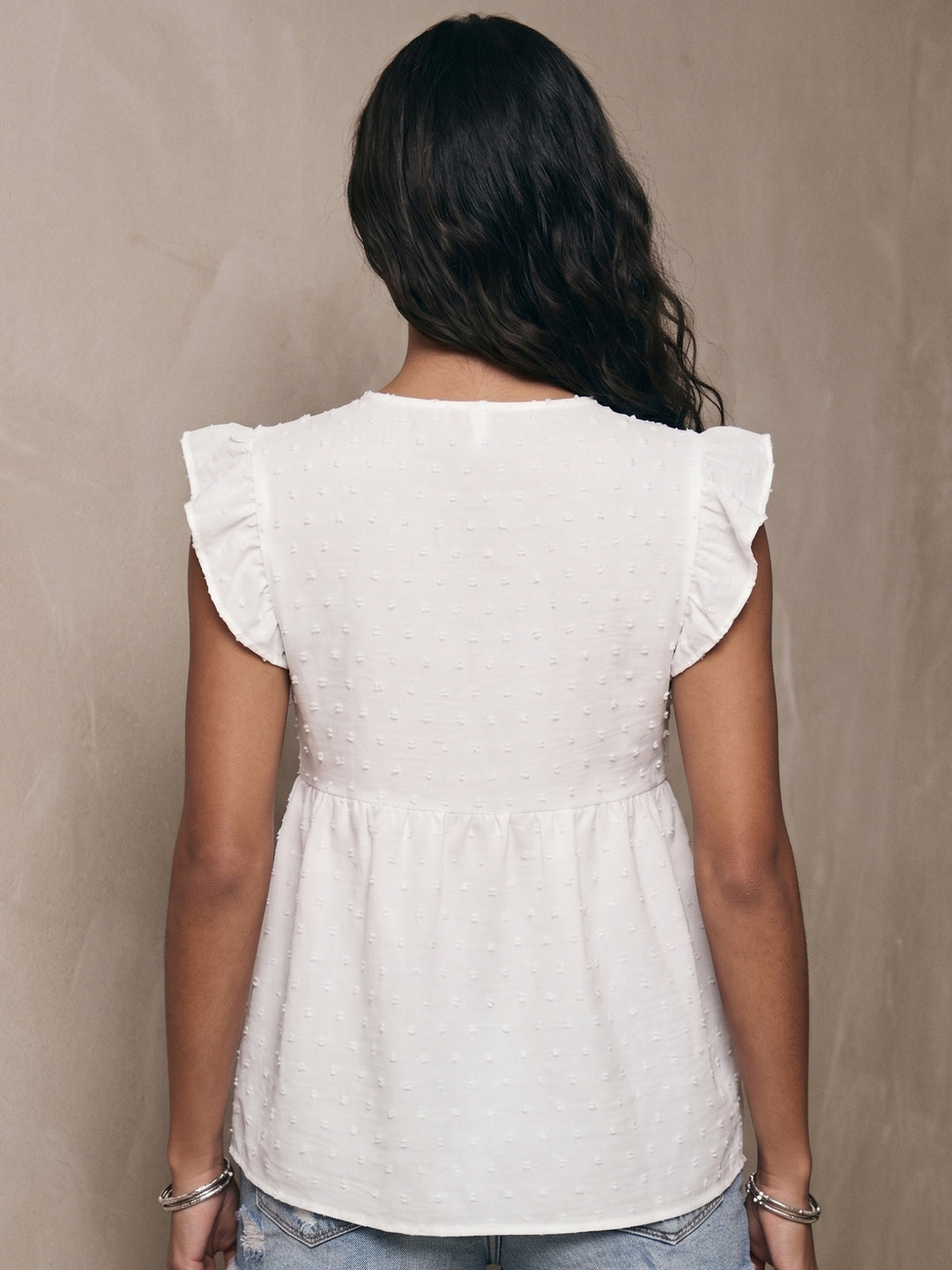 White Flare Sleeve Top