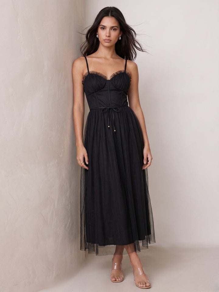 Black Corset Style Tulle Dress